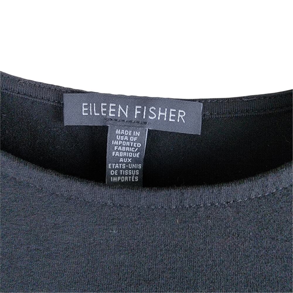 Eileen Fisher Crew Neck Cold Shoulder Slit Sleeve Top Black Size XS - Picture 4 of 6